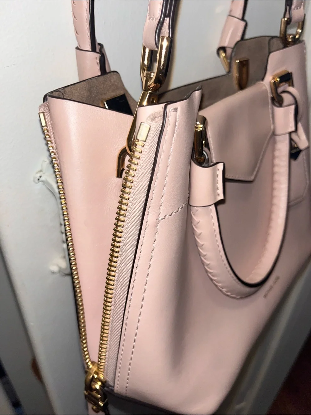 Michael Kors Blush Pink Leather Shoulder Bag with Matching Wallet